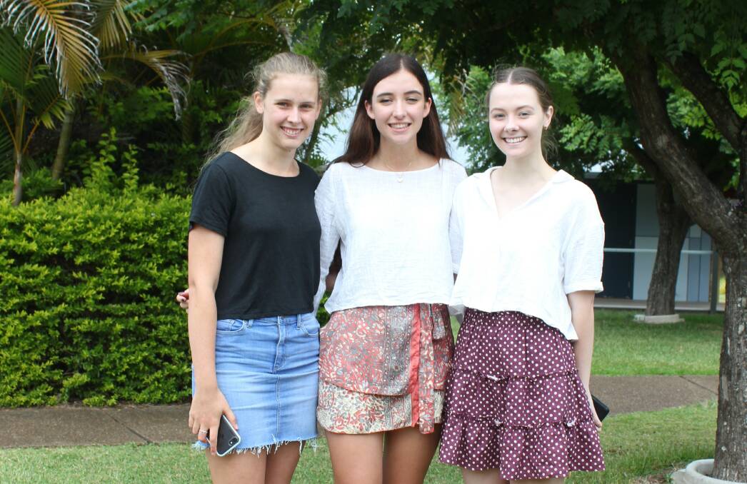 State's best: MacKillop’s Extension English students Hannah Cutmore, Niamh De Groot and Isobel Berryman are the best in the state.

