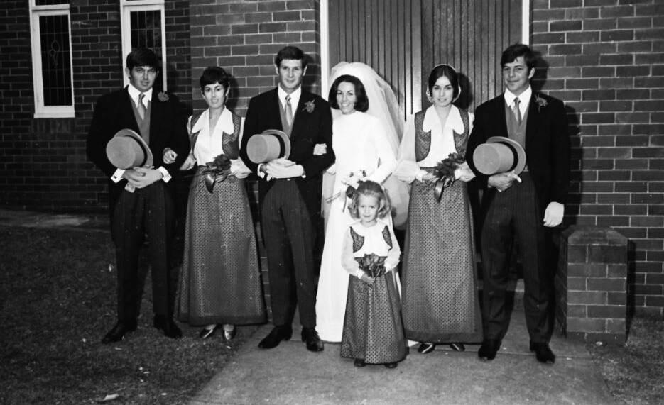 Mr. and Mrs. Graham Fayle and their wedding party, 1971