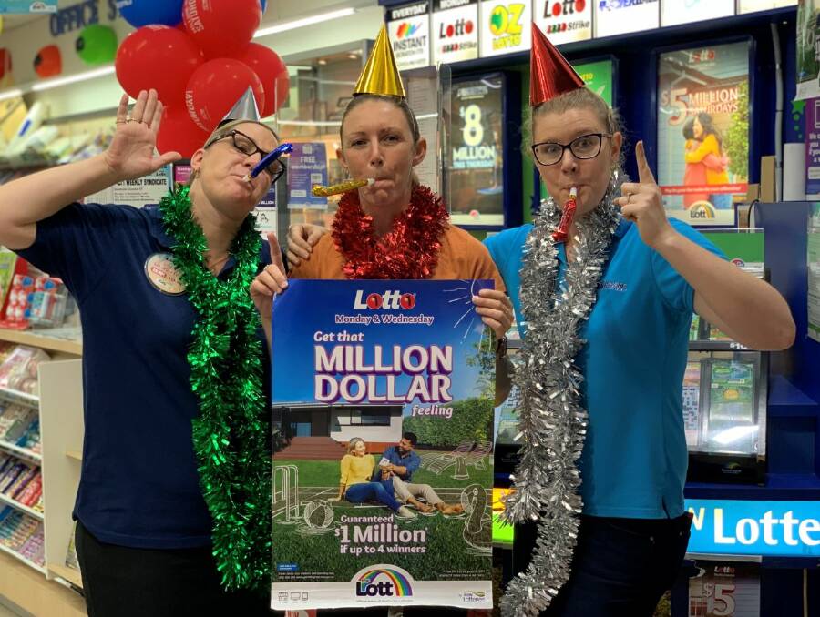 The happy staff at Port Central Newsagency send their best wishes to our lucky $1 million Lotto winner.