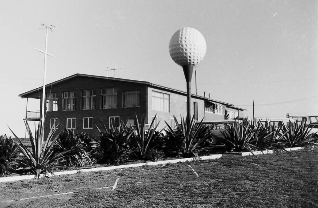 Port Macquarie Golf Clubs giant golf ball featured on the cover of the new tourist brochure in 1969.