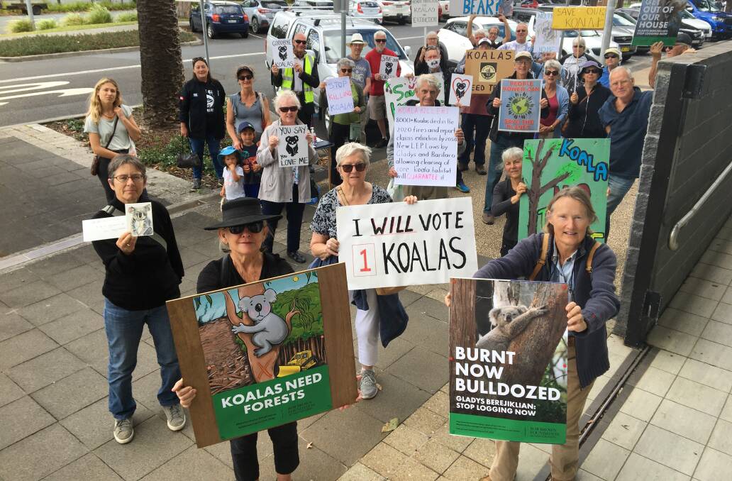 Not good enough: A rally held outside Leslie Williams' office n Port Macquarie on November 6.