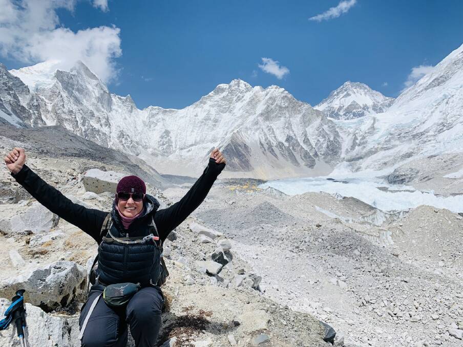 Goal achieved: Port Macquarie's Claudia Buckby arrives at Everest Base Camp. Photo: Supplied