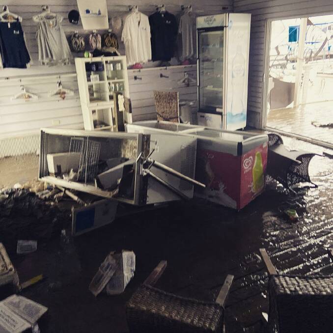 FLOODED: Dunbogan Boatshed has lost the majority of stock. Photo: Supplied.