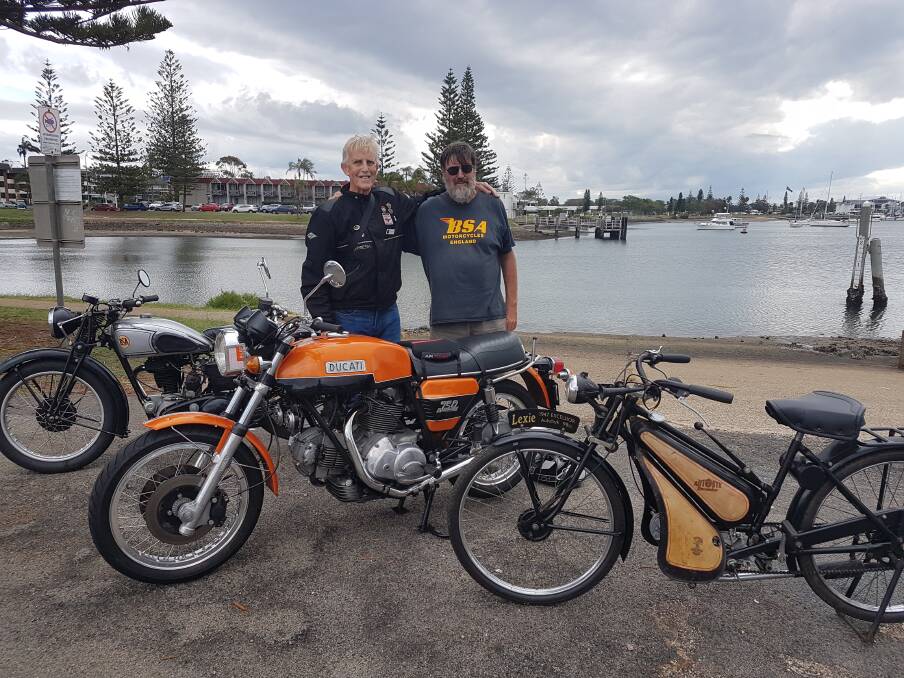 Port Macquarie Classic Motorcycle Club's John Butler and Ian Stone.