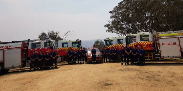 CREWS GATHER: Firefigthers gather for the seven day deployment with four fire trucks. Photo: Supplied/Fire and Rescue NSW Port Macquarie.