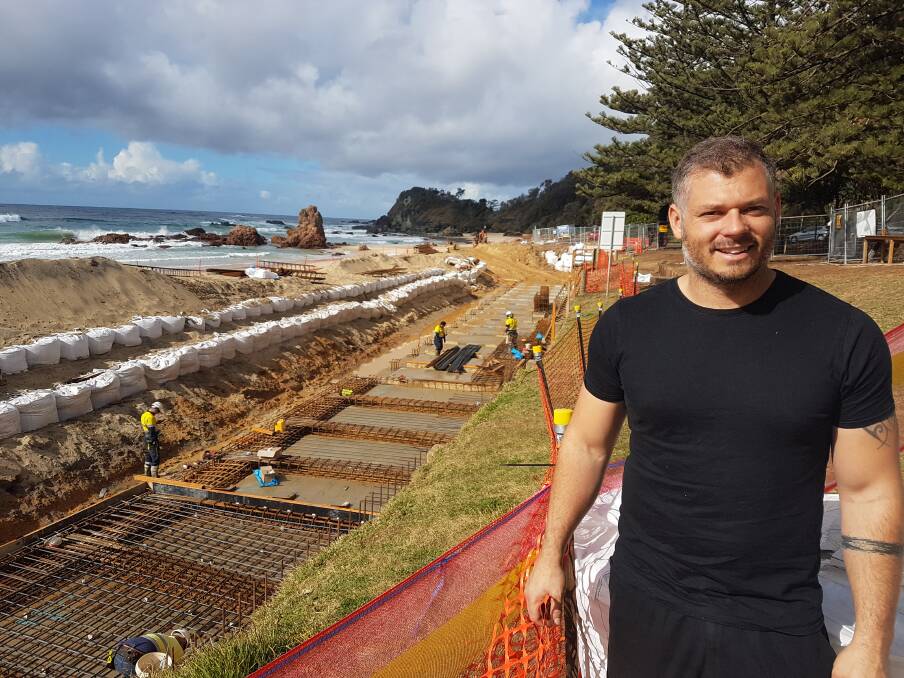 WORK IN PROGRESS: Sandbox Cafe owner Trent Davis above the construction site in June.
