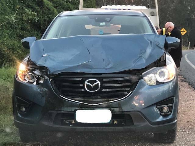 Written off: Hastings motorist Mike Chambers' car was so badly damaged by striking a deer on May 23 that it had to be written off.
