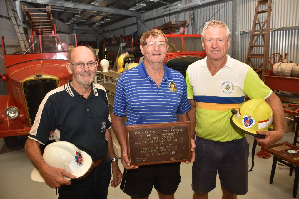 RETIRED FIREFIGHTERS: Retired captain in Wauchope, Brian Smith, retired captain in Port Macquarie, Ross Hoy and former deputy captain Don Davidson.