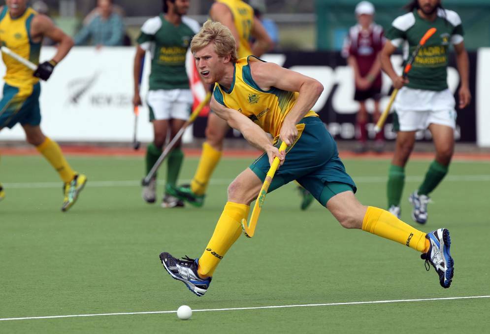 ON THE FIELD: Matthew Butturini competing in the 2011 Champions Trophy. Photo: Supplied/Hockey Australia.