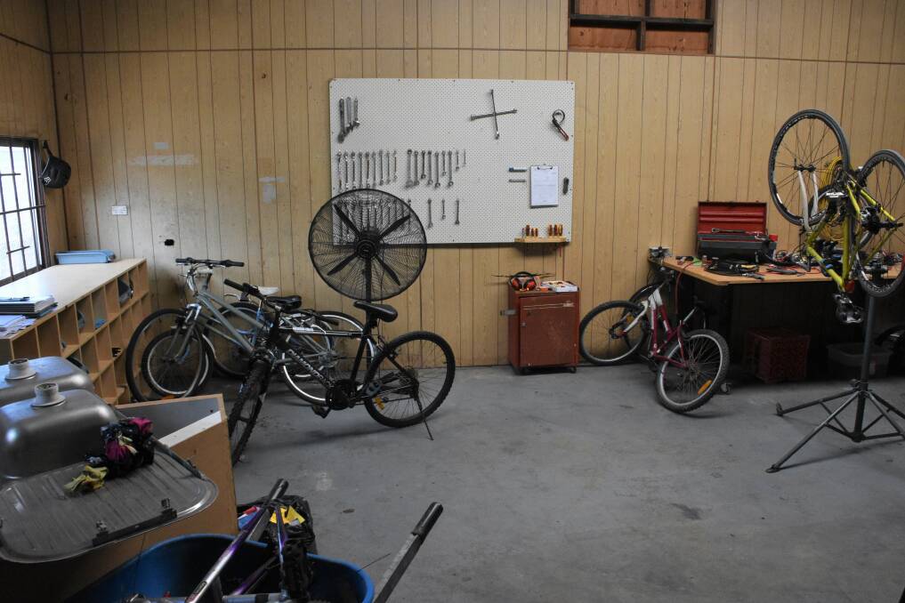 WHEELS UP: A bicycle repair workshop area at the MakerSpace in Port Macquarie.