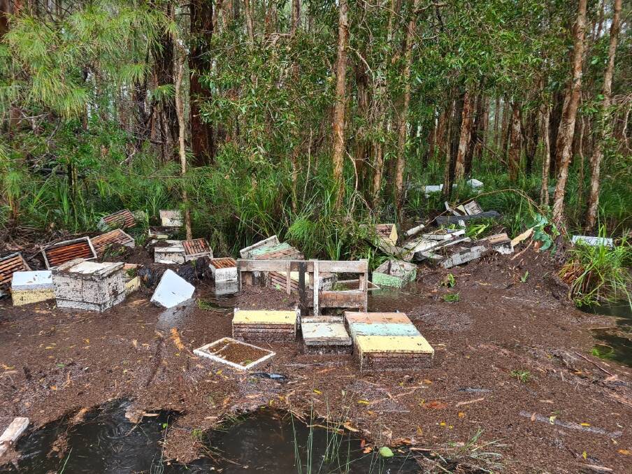 FLOODED: Bee hives drowned in the Hastings: Photo: Daryl Brenton/Supplied.