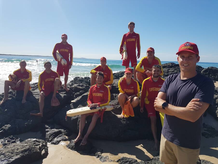 Town Beach: Port Macquarie-Hastings lifeguard supervisor James Turnham with local lifeguards.