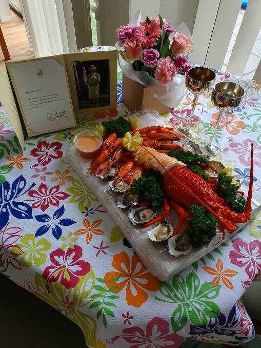 FIT FOR A KING AND QUEEN: A magnificant seafood platter with a letter from the Queen.