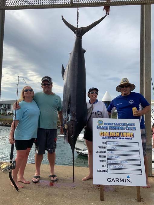 BIG CATCH: One of the prize catches at the 2019 Golden Lure competition. This blue marlin was caught by angler Janet West on vessel Herman's Heroes.