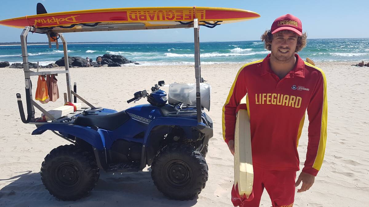 Ready to roll: Seasonal lifeguard Kye Polverino with a lifeguard ATV.