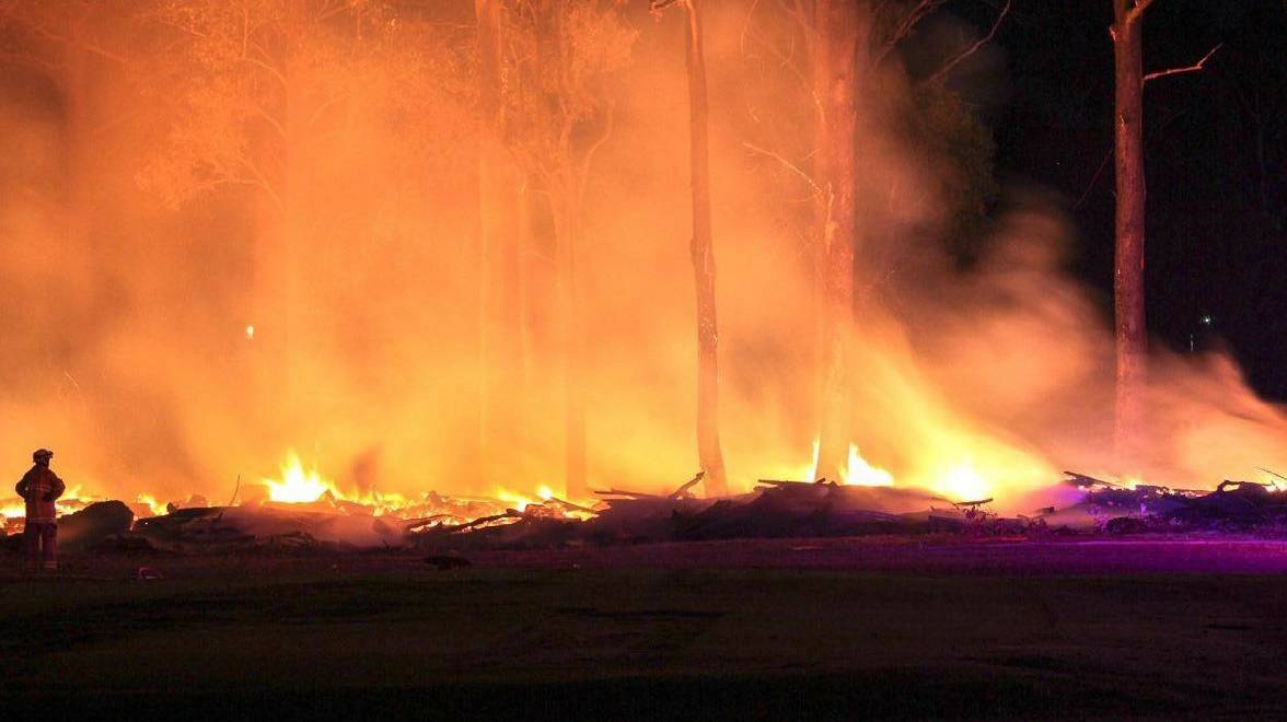 Night light: Fire crews on scene at Wauchope Country Club. Photo: Kenny Holland.