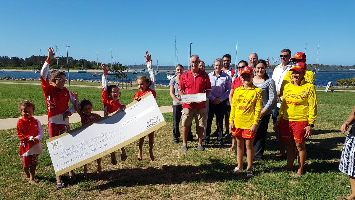 Funded future: Nippers are jumping for joy at Tacking Point and Port Macquarie Surf Life Saving Clubs with two donations from the Westport Club.