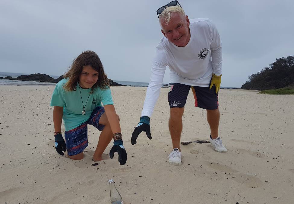 Beach clean up: Cooper and Glen Alexander