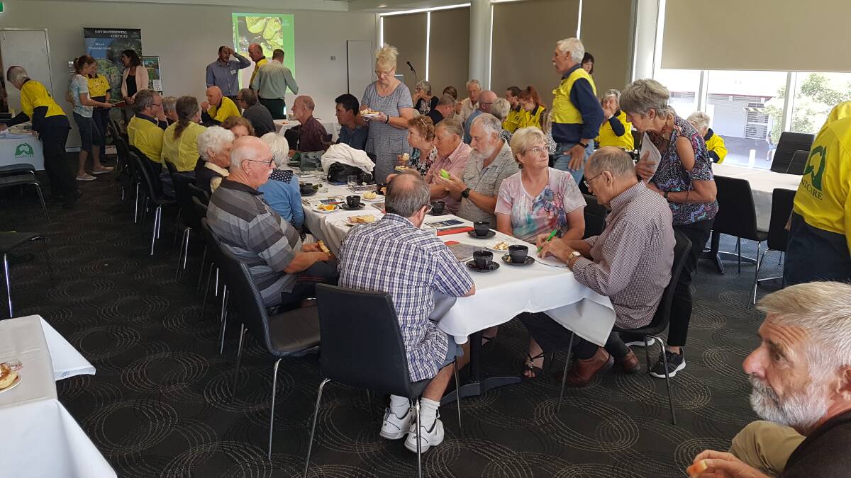 Environmental gathering: Community members have heard from environmental experts at the launch of Landcare's weed swap in Port Macquarie.