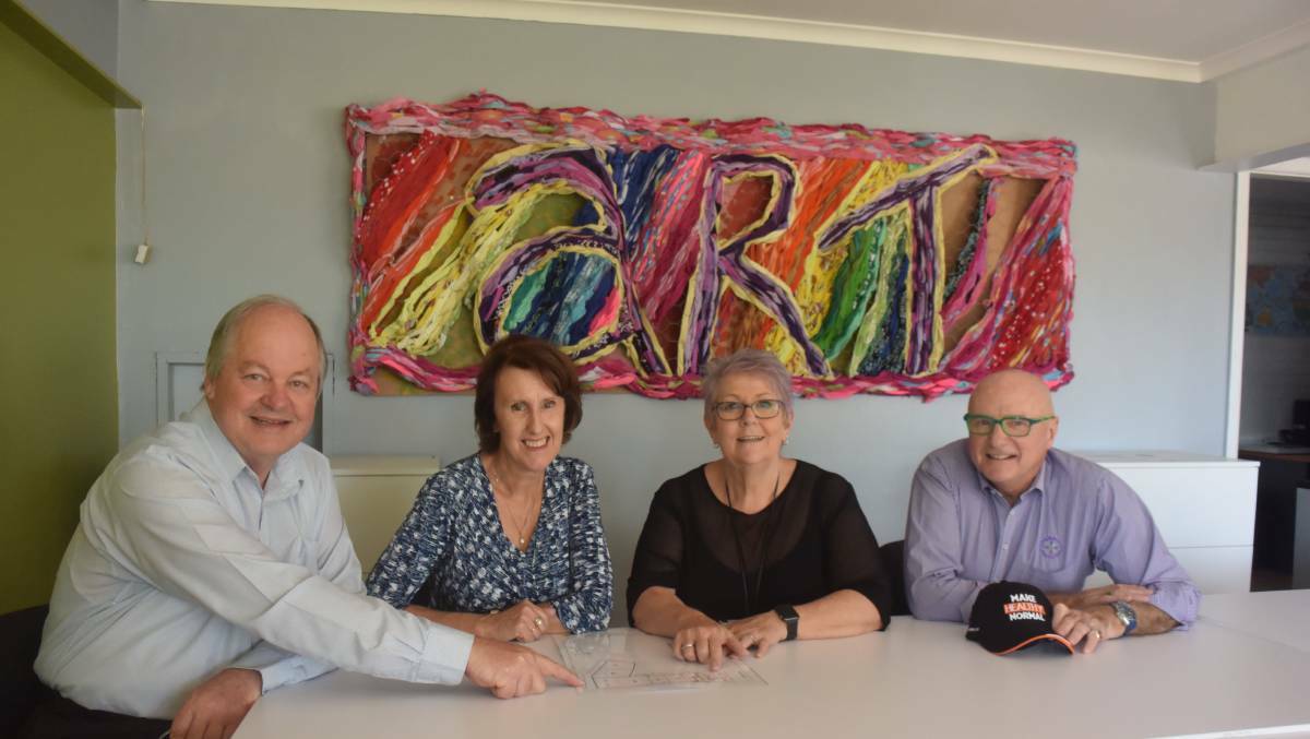 ART CREATIVE: Dennis Owen, Port Macquarie MP Leslie Williams, Sue English and Robbie Lloyd inside the new facility in January. PHOTO: Laura Telford.