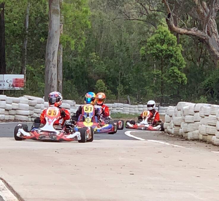 REVVED UP: Karts at the Port Macquarie Kart Racing Club track. PHOTO: Supplied/Jamie Barnes,