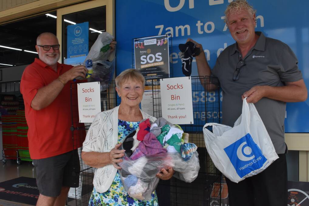 SUPPORTING THE CAUSE: Steve Towle from Port Macquarie West Rotary, Linda Collins and Tim Walker. 