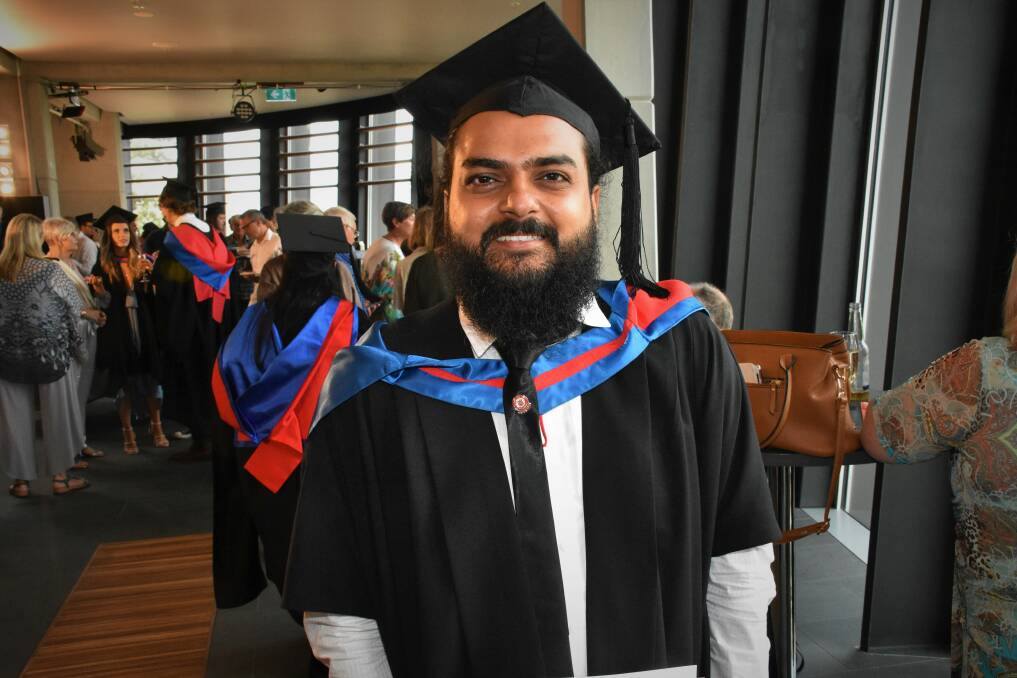 CONGRATULAIONS: International student graduate Ayub Alam Khan is the first student from Pakistan to attend CSU in Port Macquarie.