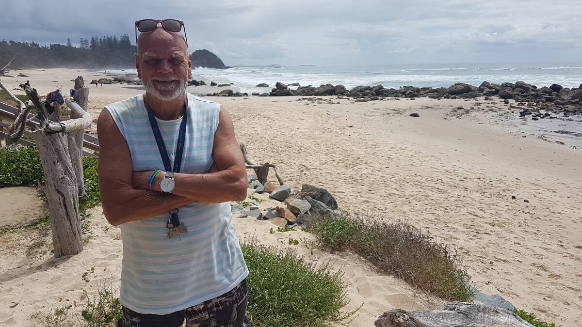 At the beach: Shelly Beach regular, Errol 'Jay' Corr has thrown his support behind clearer signage after two men went missing on the beach on February 17.