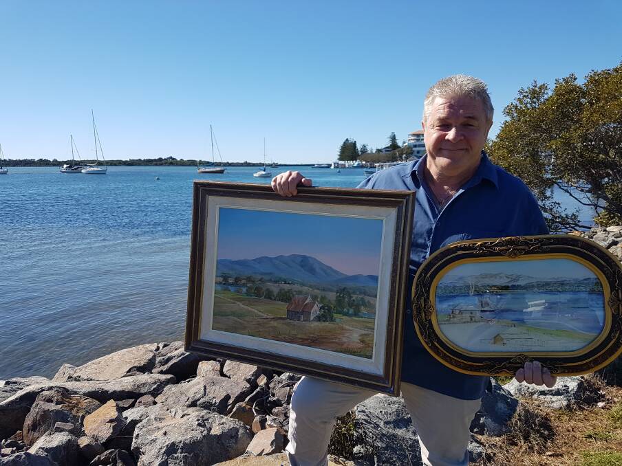 Local history: Local historian and author David Martin with a 1862 water colour piece and 1980 artwork.