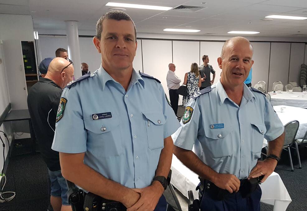 Local police: Police Sergeant John Lawrie and Senior Constable Dean Magennis at a Hastings Liquor Accord meeting.