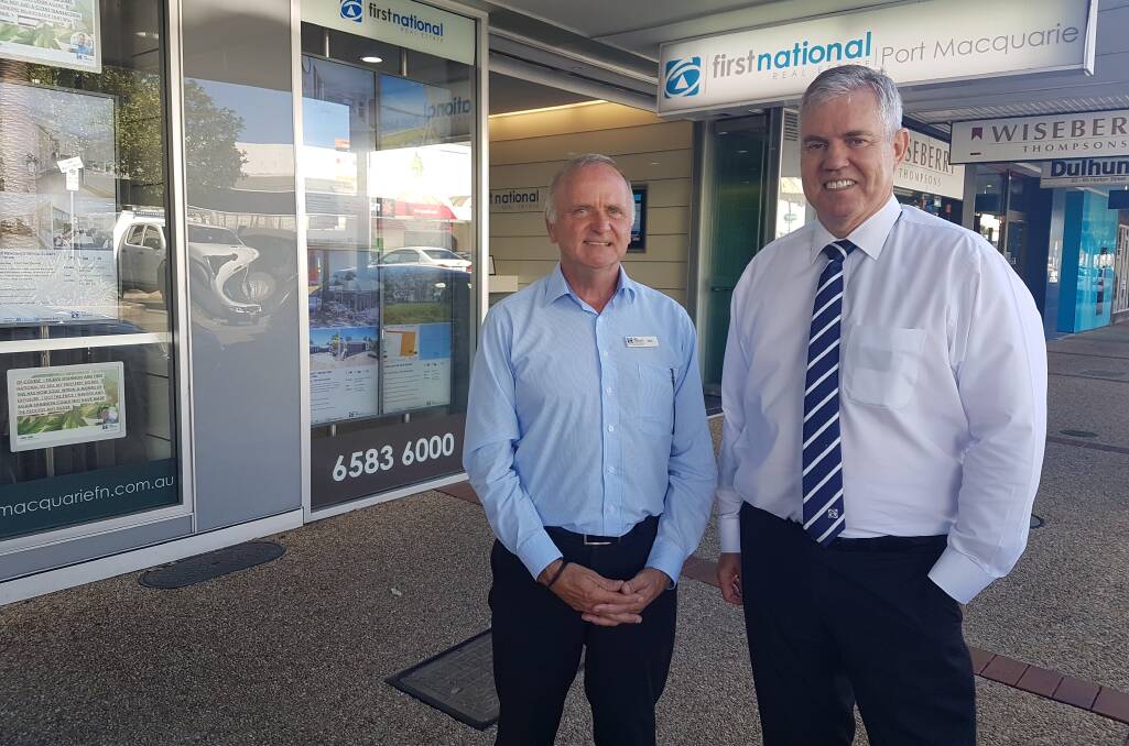 Promote growth: First National Port Macquarie, licensee and managing director Ron Fischer and visiting chief executive, Ray Ellis.
