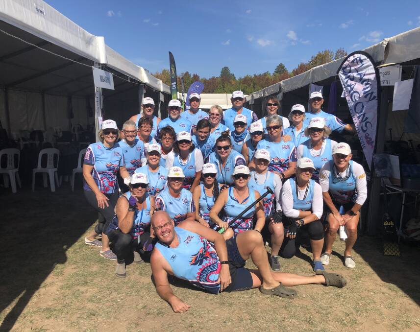 Flamin' Dragons: Crew members at the national competition over the Easter weekend. Photo: Supplied.