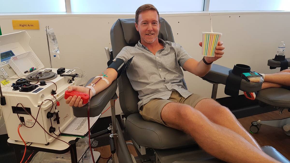 Giving blood: Fortnightly blood donor Ben Burley, one of 2800 donors in Port Macquarie. 