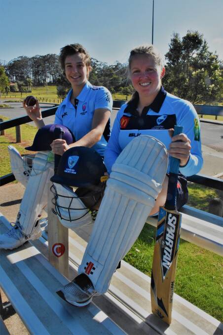 ON THE BALL: Port Macquarie cricketers Sophia Mavros and Kate Jackson.