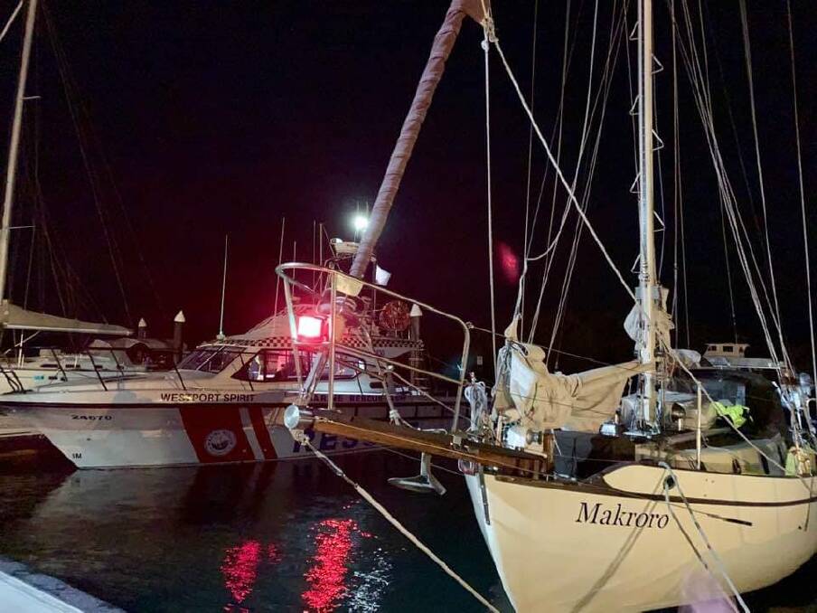 EVENING RESCUE: Marine Rescue attend a yacht in Port Macquarie. Photo: Supplied.