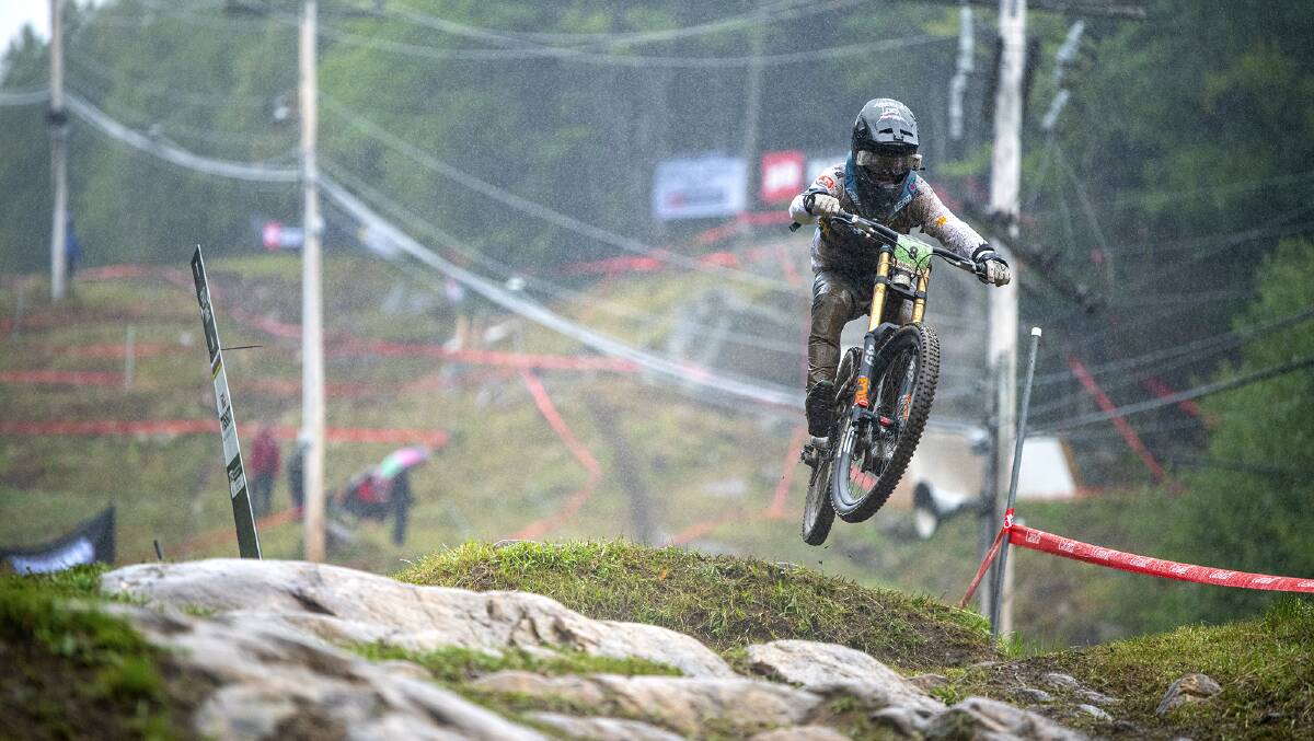 RIDING HIGH: Luke Meier-Smith at the Snowshoe World Cup this year. Photo: Supplied.