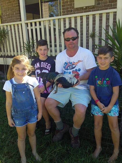 KING OF THE CHOOKS: Meika, Cohen, Tim and Lachlan Tydd. Photo: Supplied.