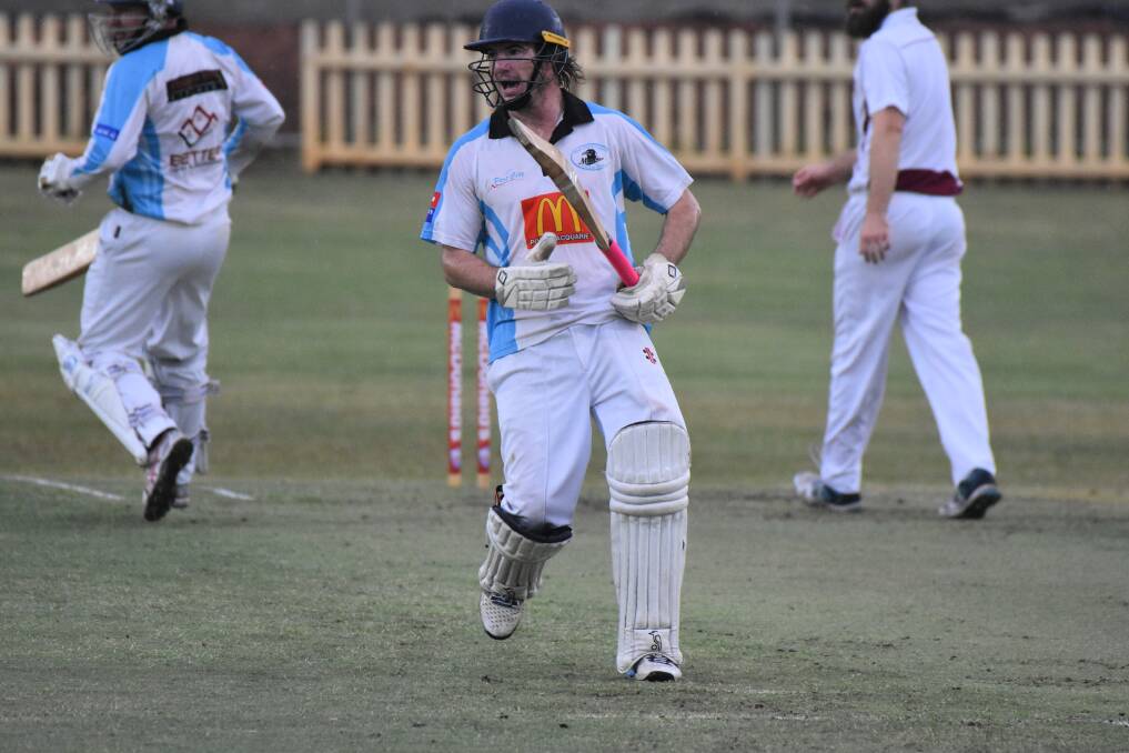 ON THE CHARGE: Magpies batsmen look to get another run on the board.