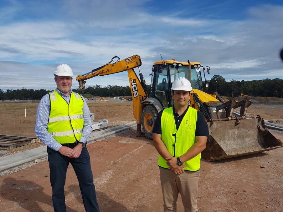 ON SITE: Lewis Land Groups Head of Development Michael Long and Sovereign Hills Land Sales Manager Luke Moreta.