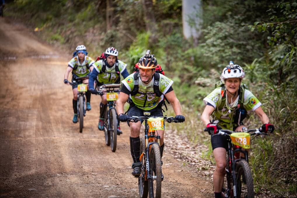 BIKE LEG: A team cycling during a previous Wildside Adventure Race. Photo: Fully Rad Adventures.
