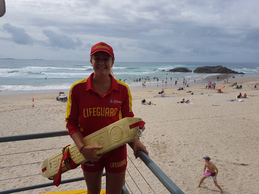 Lifeguard: Jessie Willsher on duty at Town Beach for Easter Monday.