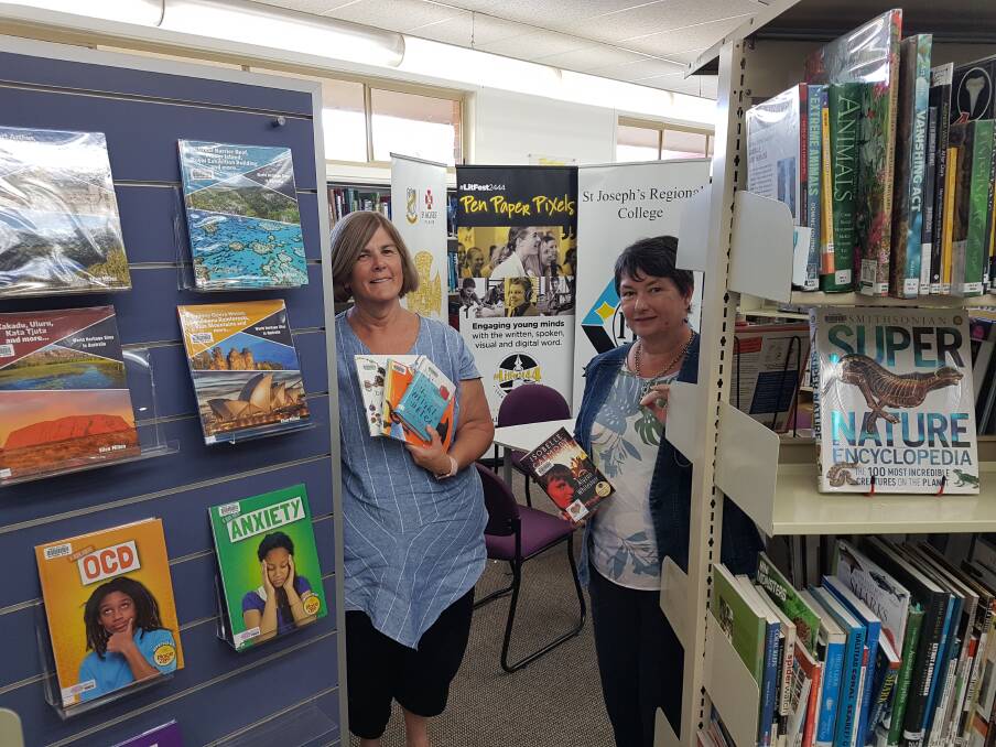 LitFest 2019: Local teacher librarians at St Joseph's Regional College and MacKillop College Karen Bale and Suzanne Penson.