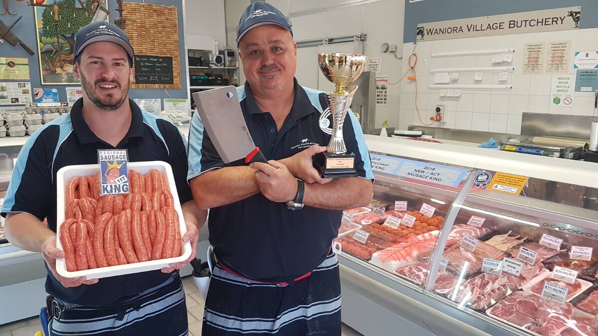 Contesting sausage king: Waniora Village Butchery butchers, Daniel Alewood and Gregory Bisaro.