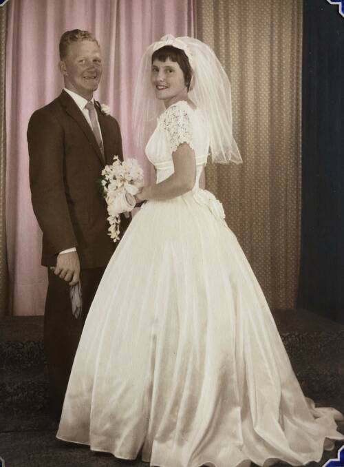 HAPPY COUPLE: Lyn and Rob Smith at their wedding more than six decades ago. Photo: Supplied.