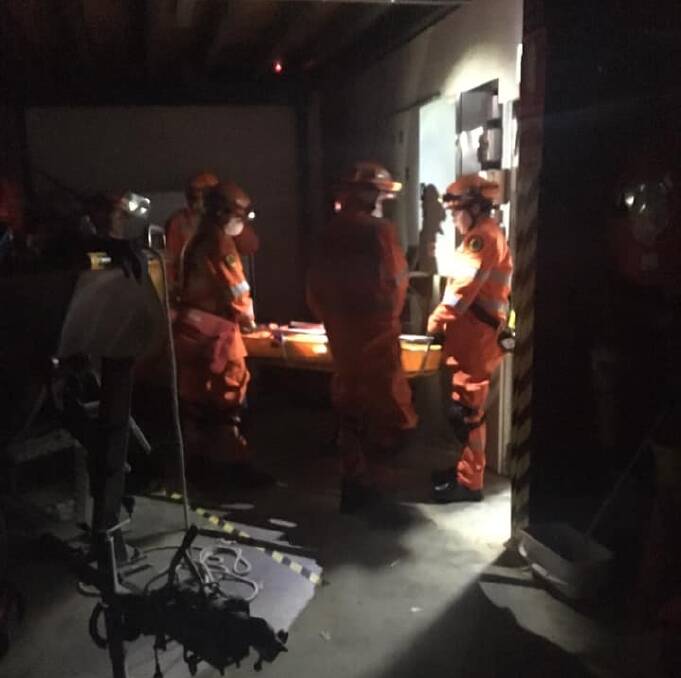 DARK RESCUE: Volunteers carrying out a casualty. Photo: NSW State Emergency Services (SES) Wauchope Unit.