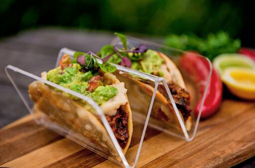 WORK OF ART: Mexican mushroom tacos with vegan cauliflower cream sauce. Photo: Supplied.
