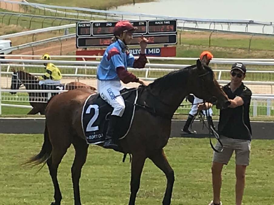 PORT RACING: Wayne Wilkes trained Monicas Star wins the first race with Louise Day in the saddle. Photo: Port Macquarie Race Club.