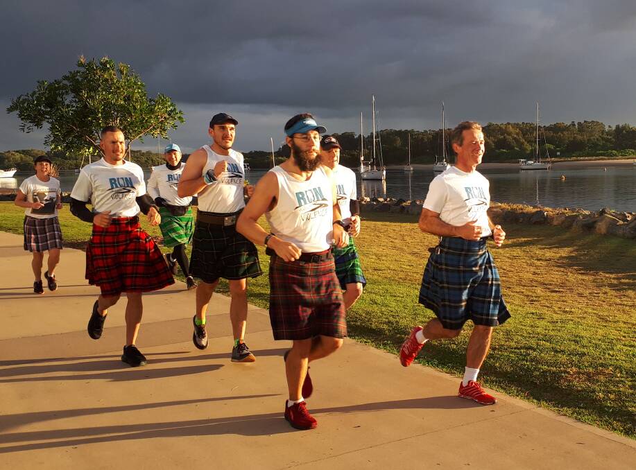 TRAINING HARD: Port Macquarie's League of Kilted Athletes on track for new record. Photo: Supplied/Clifford Hoeft.