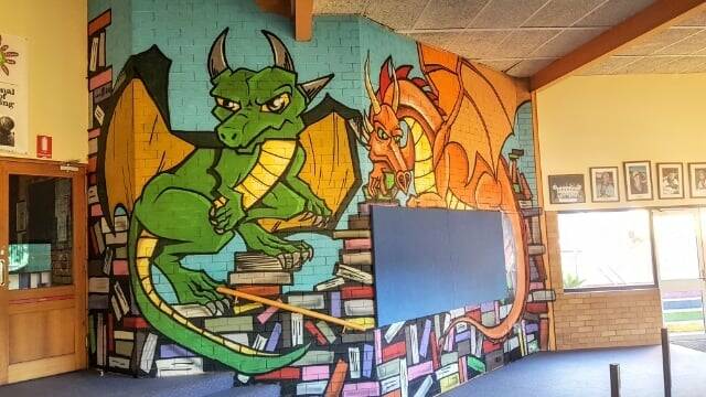 DRAGONS: A mural at Hastings Public School.