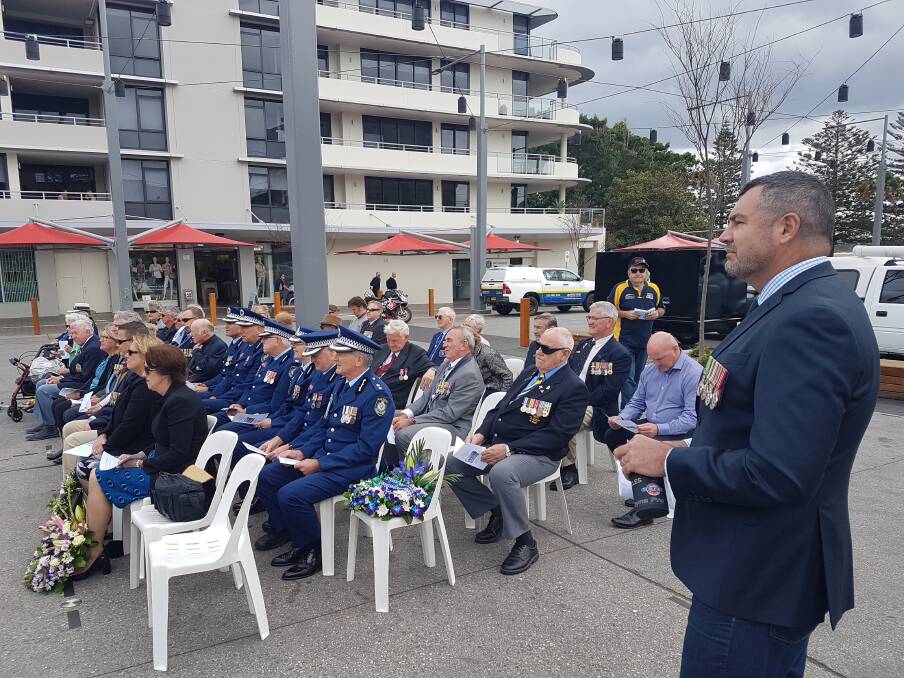 COMMEMORATION: Adrian Bucci attending as a guest speaker at a September 11 service in Port Macquarie.